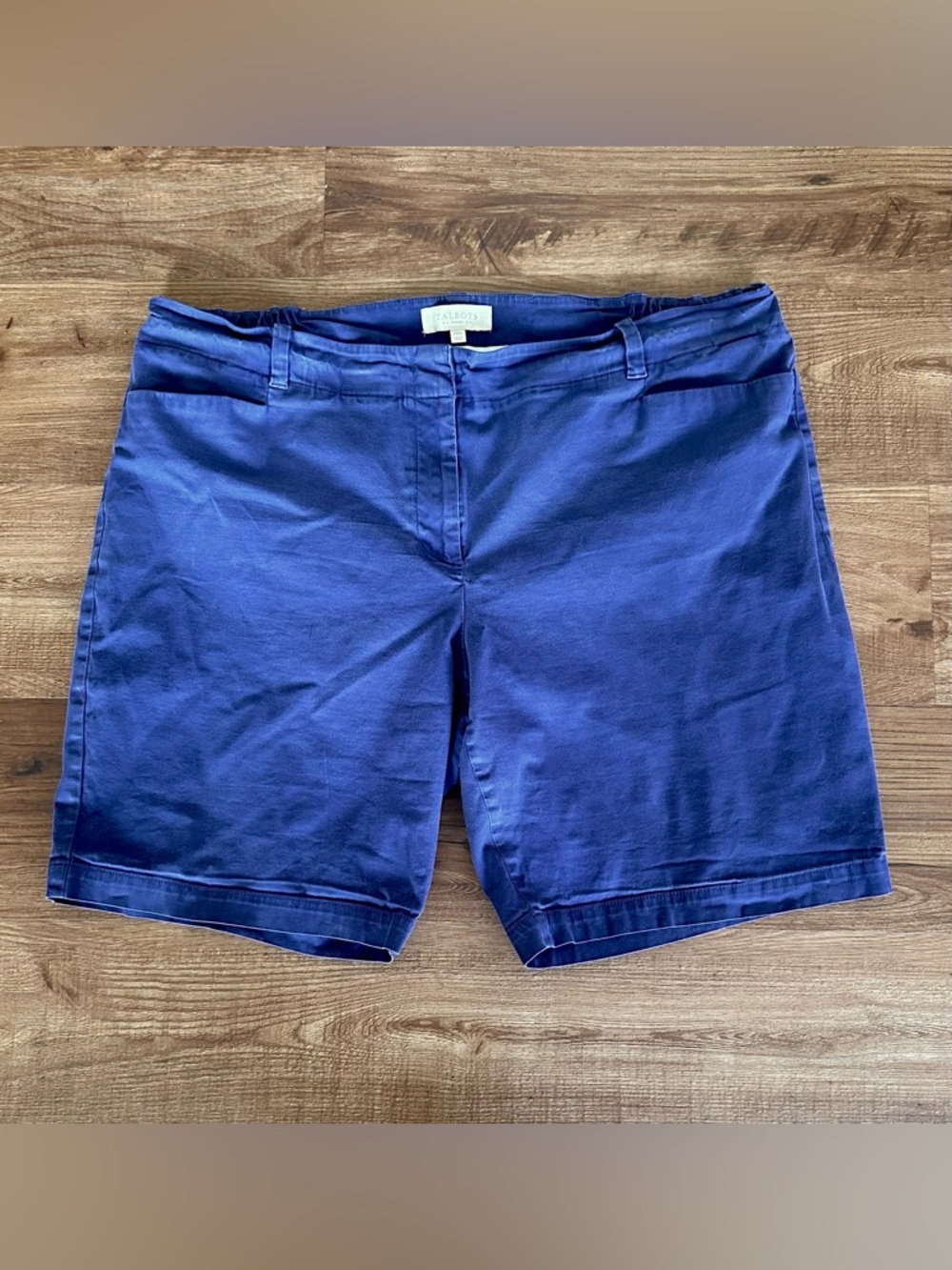 Talbots Royal Blue Women's Chino Bermuda Shorts Stretch Waist 20W Cotton Blend